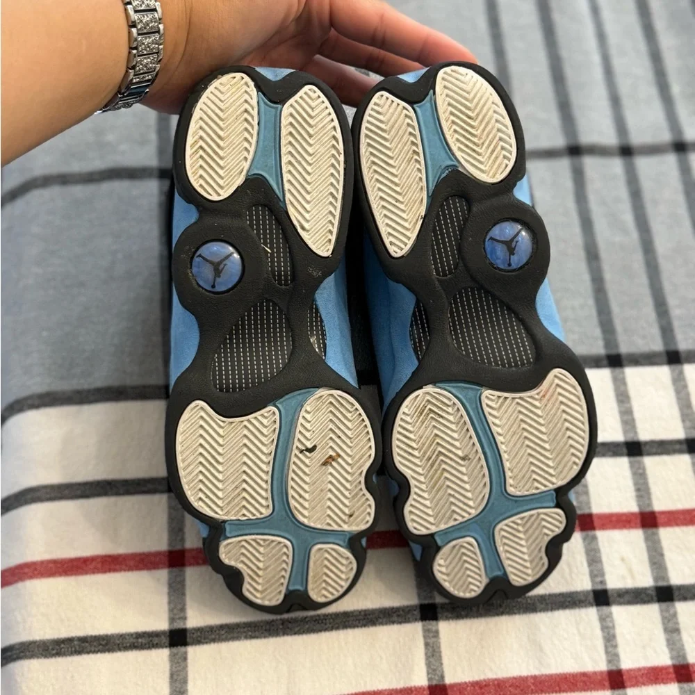 Jordan 13s in Black and Light Blue‎